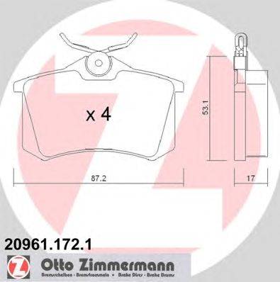 Комплект тормозных колодок, дисковый тормоз ZIMMERMANN 209611721