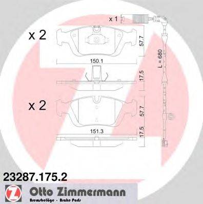 Комплект тормозных колодок, дисковый тормоз ZIMMERMANN 232871752