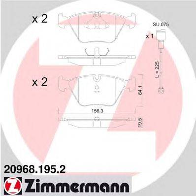 Комплект тормозных колодок, дисковый тормоз ZIMMERMANN 20968.195.2