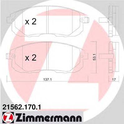 Комплект тормозных колодок, дисковый тормоз ZIMMERMANN 215621701