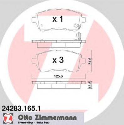 Комплект тормозных колодок, дисковый тормоз ZIMMERMANN 24283