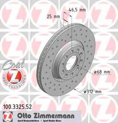 Тормозной диск ZIMMERMANN 100332552