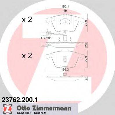 Комплект тормозных колодок, дисковый тормоз ZIMMERMANN 23950