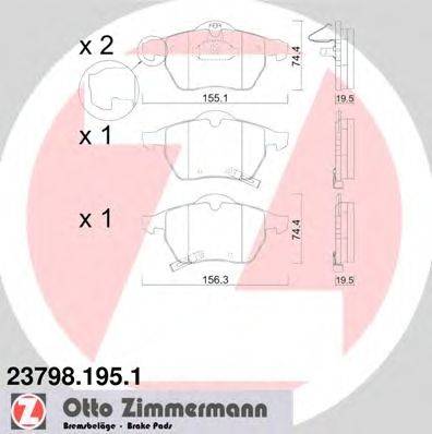 Комплект тормозных колодок, дисковый тормоз ZIMMERMANN 23798