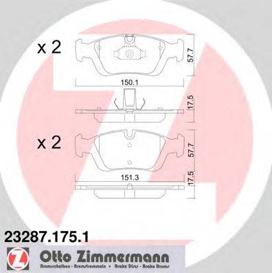 Комплект тормозных колодок, дисковый тормоз ZIMMERMANN 232871751