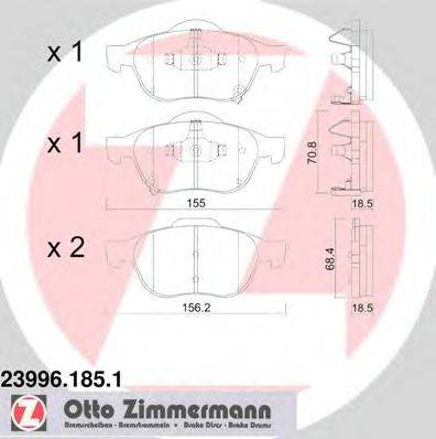 Комплект тормозных колодок, дисковый тормоз ZIMMERMANN 23996.185.1