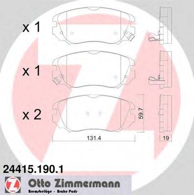 Комплект тормозных колодок, дисковый тормоз ZIMMERMANN 24415
