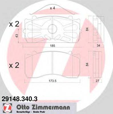 Комплект тормозных колодок, дисковый тормоз ZIMMERMANN 29148.340.3
