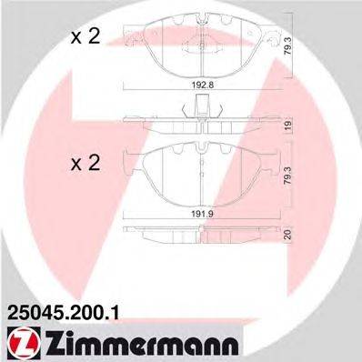 Комплект тормозных колодок, дисковый тормоз ZIMMERMANN 250452001