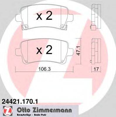 Комплект тормозных колодок, дисковый тормоз ZIMMERMANN 244211701