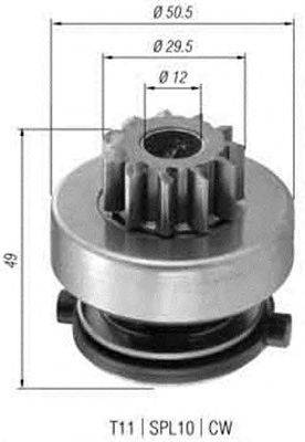 Ведущая шестерня, стартер MAGNETI MARELLI 940113020366