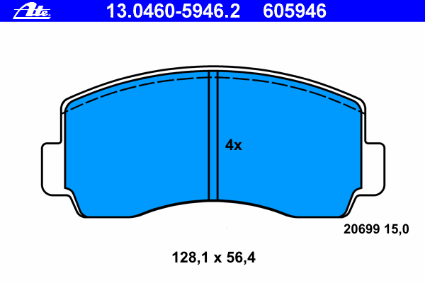 Комплект тормозных колодок, дисковый тормоз ATE 13.0460-5946.2