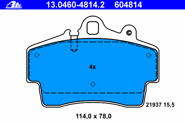 Комплект тормозных колодок, дисковый тормоз ATE 13.0460-4814.2