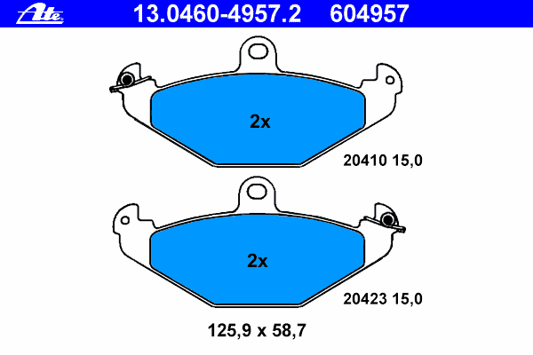 Комплект тормозных колодок, дисковый тормоз ATE 20423