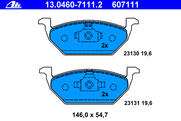 Комплект тормозных колодок, дисковый тормоз ATE 23131