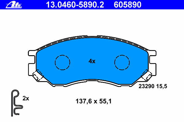 Комплект тормозных колодок, дисковый тормоз ATE 13.0460-5890.2