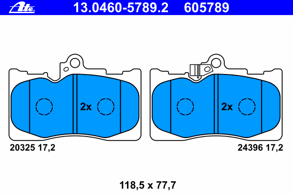 Комплект тормозных колодок, дисковый тормоз ATE 20325