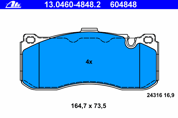 Комплект тормозных колодок, дисковый тормоз ATE 13046048482