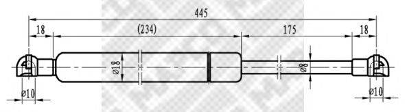 Газовая пружина, крышка багажник MAPCO 91305