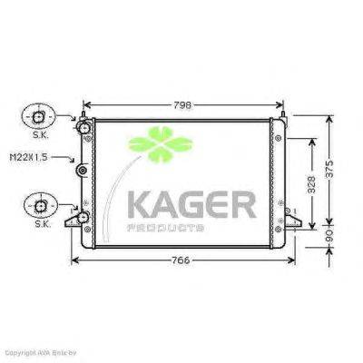 Радиатор, охлаждение двигателя KAGER 31-3166