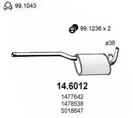 Средний глушитель выхлопных газов ASSO 146012