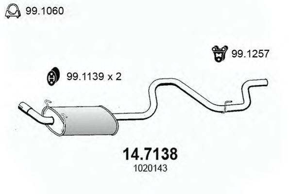 Глушитель выхлопных газов конечный ASSO 14.7138