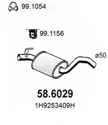 Средний глушитель выхлопных газов ASSO 58.6029