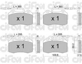 Комплект тормозных колодок, дисковый тормоз CIFAM 822-251-1