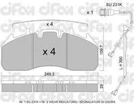 Комплект тормозных колодок, дисковый тормоз CIFAM 822-809-0K