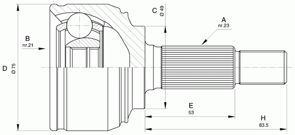 Шарнирный комплект, приводной вал OPEN PARTS CVJ5520.10