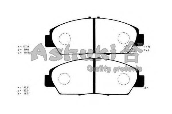 Комплект тормозных колодок, дисковый тормоз ASHUKI H026-12J