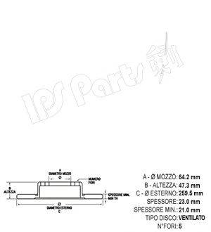 Тормозной диск IPS Parts IBT1404