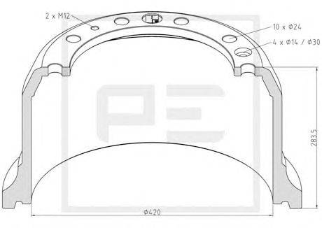 Тормозной барабан PE Automotive 106.082-00A