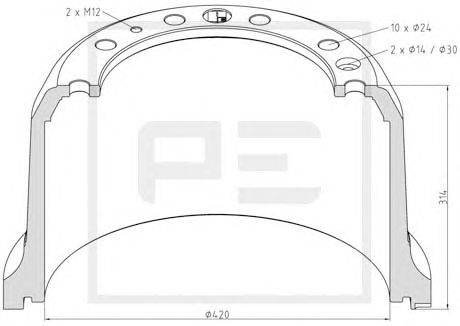 Тормозной барабан PE Automotive 106.085-00A