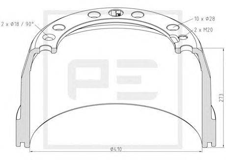 Тормозной барабан PE Automotive 146.132-00A