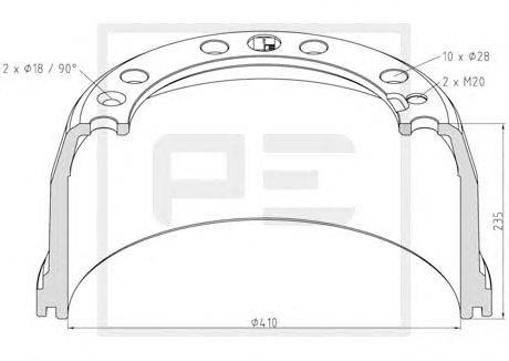 Тормозной барабан PE Automotive 146.136-00A