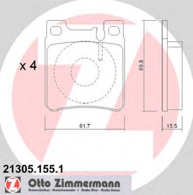 Комплект тормозных колодок, дисковый тормоз ZIMMERMANN 213051551