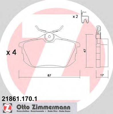 Комплект тормозных колодок, дисковый тормоз ZIMMERMANN 218611701
