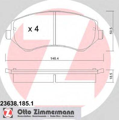 Комплект тормозных колодок, дисковый тормоз ZIMMERMANN 236381851