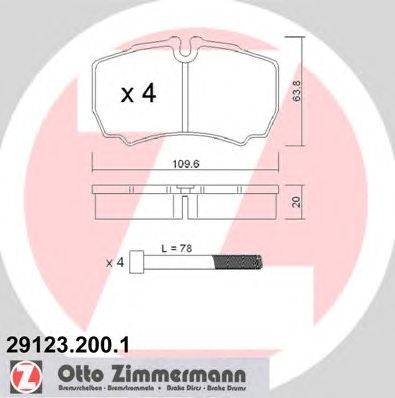 Комплект тормозных колодок, дисковый тормоз ZIMMERMANN 291232001