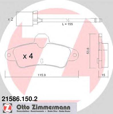 Комплект тормозных колодок, дисковый тормоз ZIMMERMANN 21587