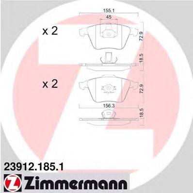 Комплект тормозных колодок, дисковый тормоз ZIMMERMANN 239121851