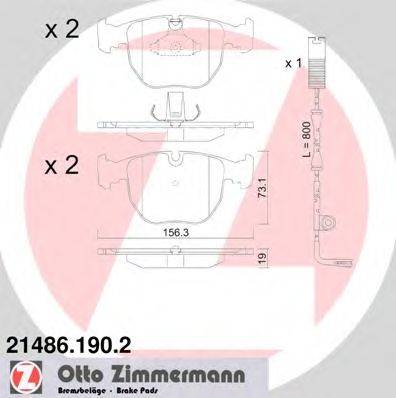 Комплект тормозных колодок, дисковый тормоз ZIMMERMANN 21486.190.2