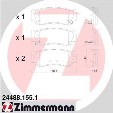 Комплект тормозных колодок, дисковый тормоз ZIMMERMANN 24488
