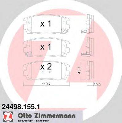 Комплект тормозных колодок, дисковый тормоз ZIMMERMANN 24498