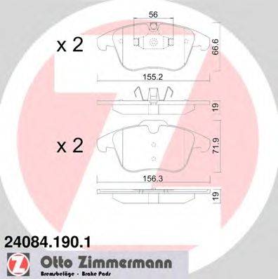 Комплект тормозных колодок, дисковый тормоз ZIMMERMANN 24084