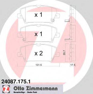 Комплект тормозных колодок, дисковый тормоз ZIMMERMANN 24406