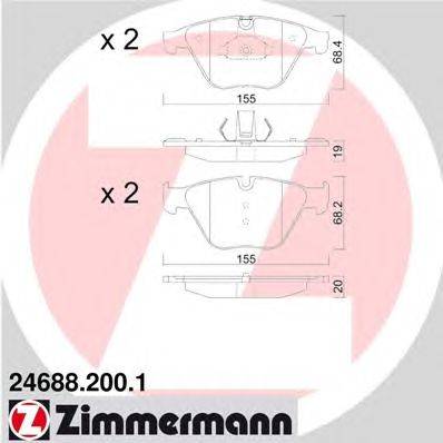 Комплект тормозных колодок, дисковый тормоз ZIMMERMANN 24688