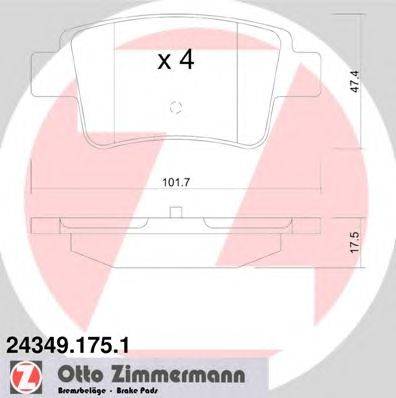 Комплект тормозных колодок, дисковый тормоз ZIMMERMANN 243491751