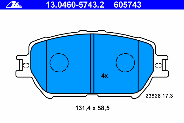 Комплект тормозных колодок, дисковый тормоз ATE 23928
